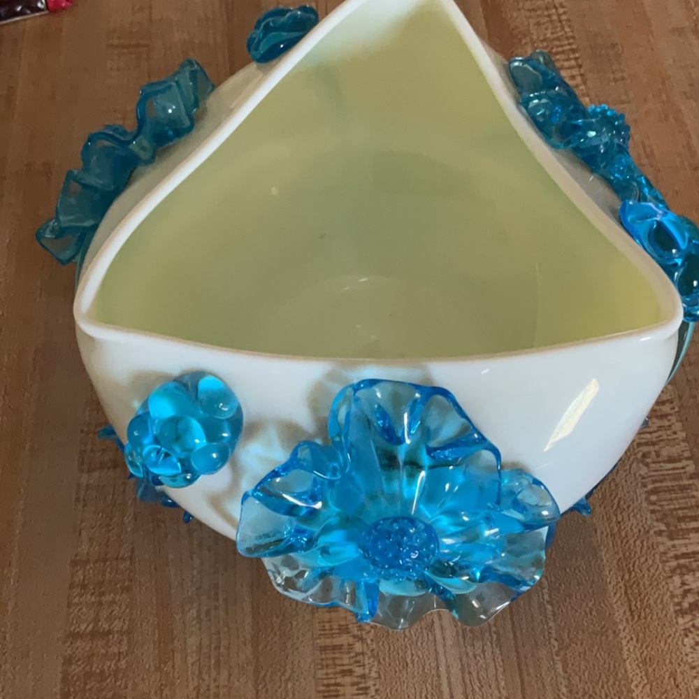 Gorgeous Glass Art triangle bowl